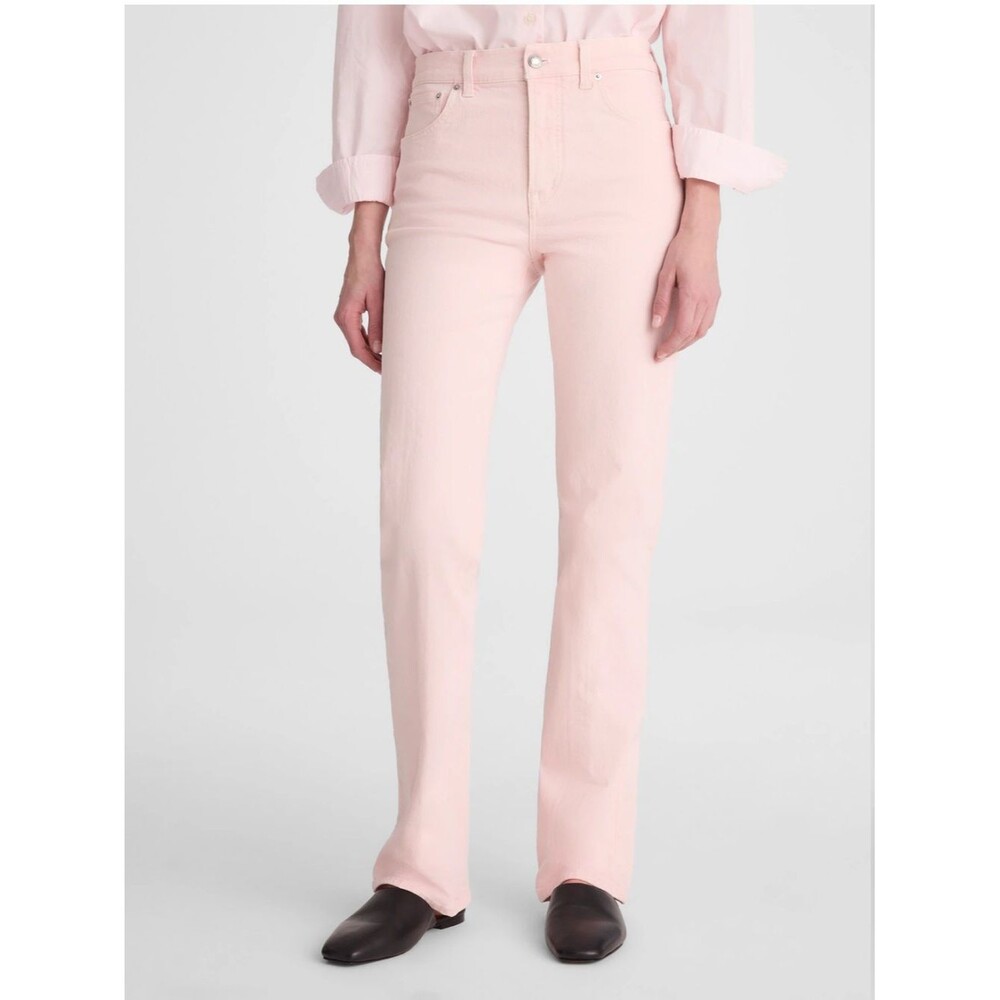 Madewell Pink Longline Straight Jeans NWT Size 31 High Rise Full Length Stretch